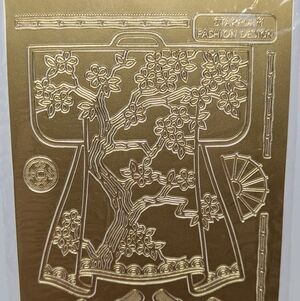 Kimono Stickers Japan Embossed Stickers Peel-Off Gold Acid Free